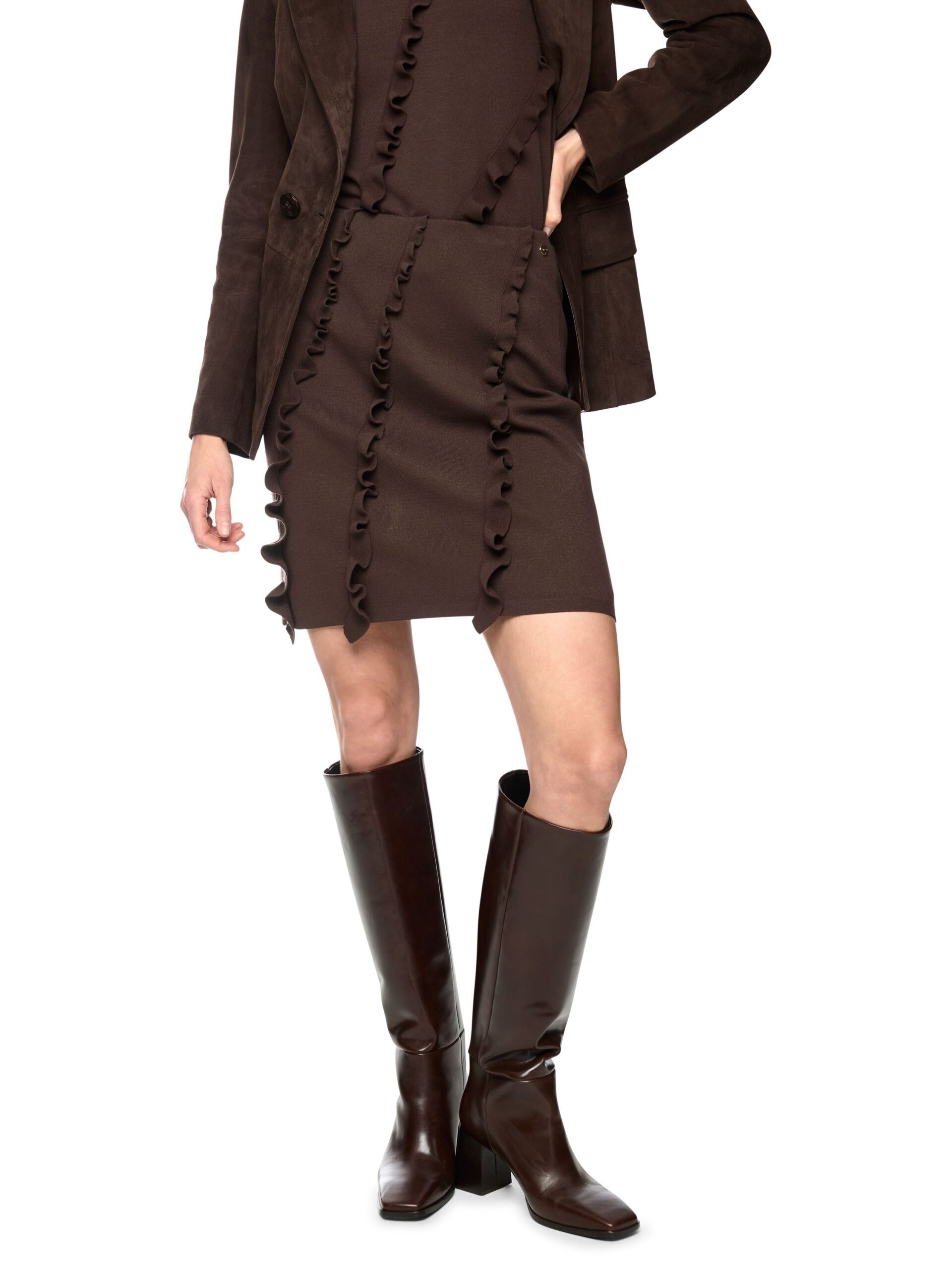 Marc Cain Collections Minirock aus Feinstrick mit Rüschen – Bild 3