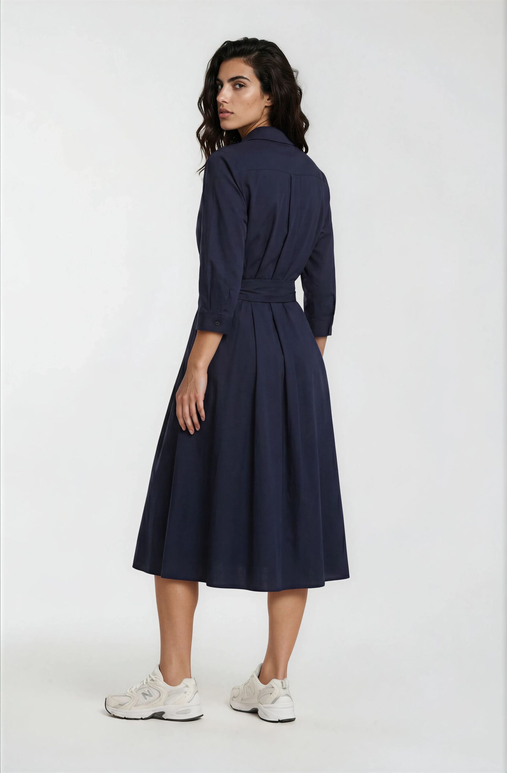 milano italy Hemdblusenkleid mit 3/4-Ärmeln und Brusttasche – Bild 2