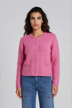 milano italy Strickjacke mit Rundhalsausschnitt und Fronttasche