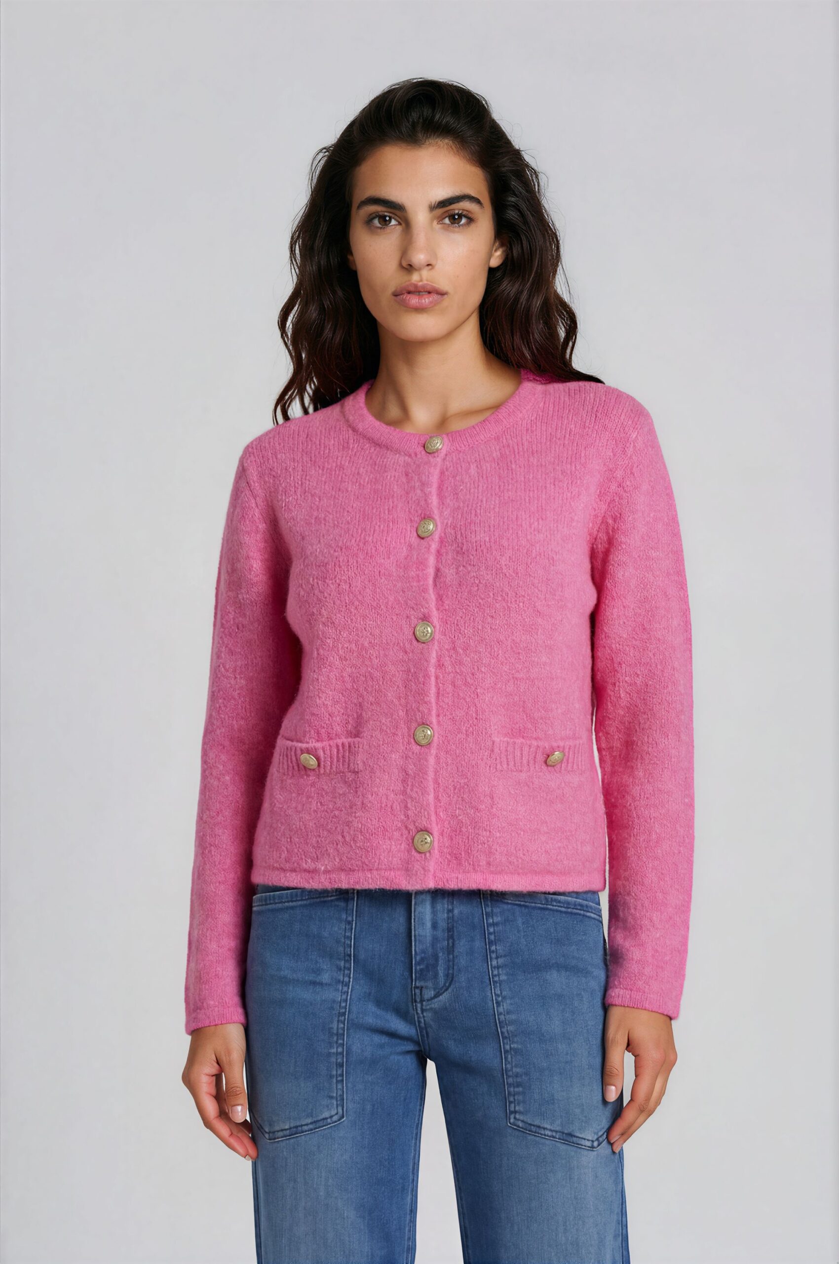 milano italy Strickjacke mit Rundhalsausschnitt und Fronttasche