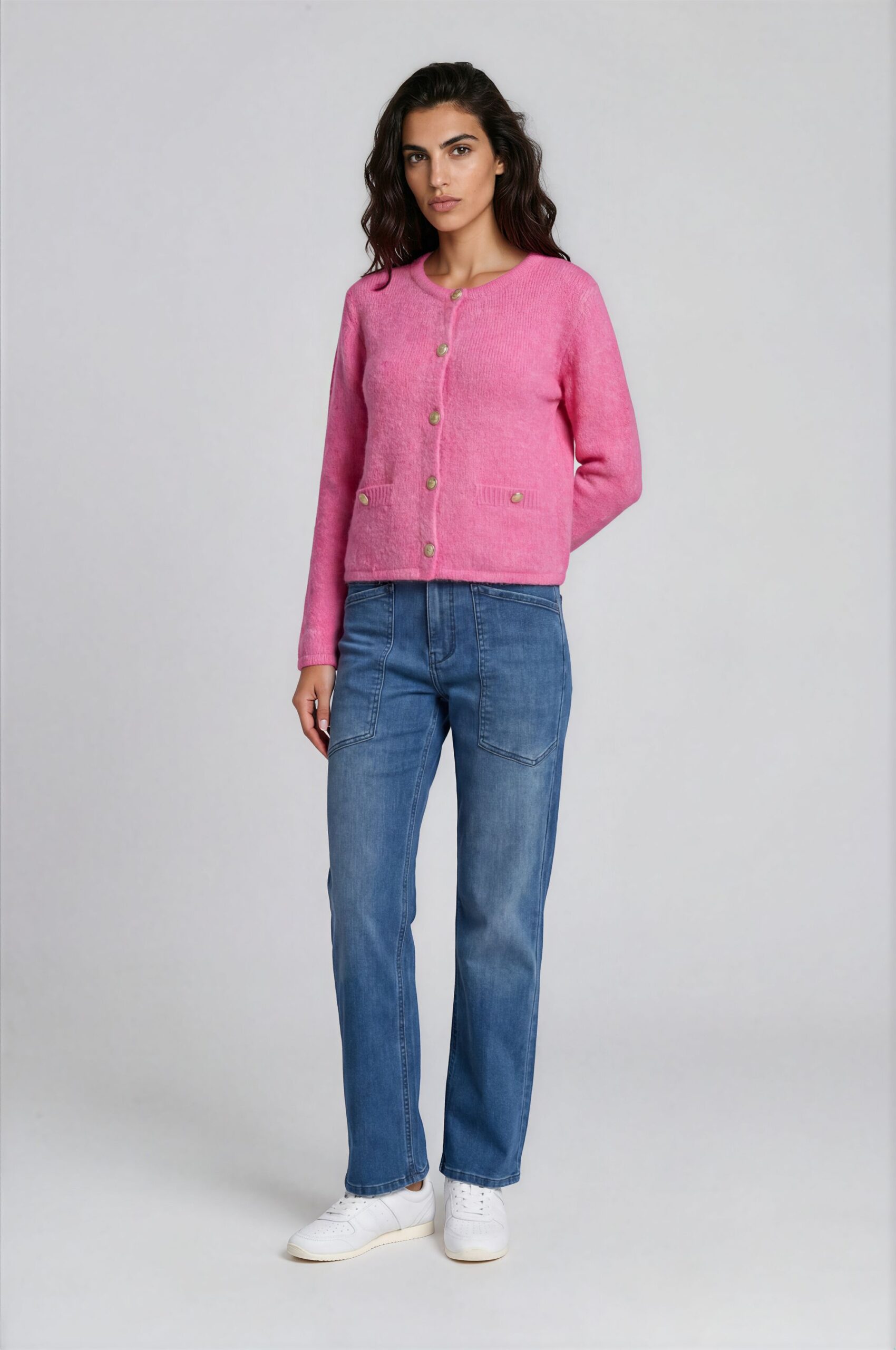 milano italy Strickjacke mit Rundhalsausschnitt und Fronttasche – Bild 6