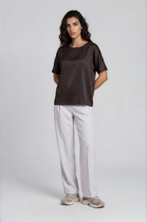 milano italy roundneck shirt with oversized shoulder and cut and sewn sleeve