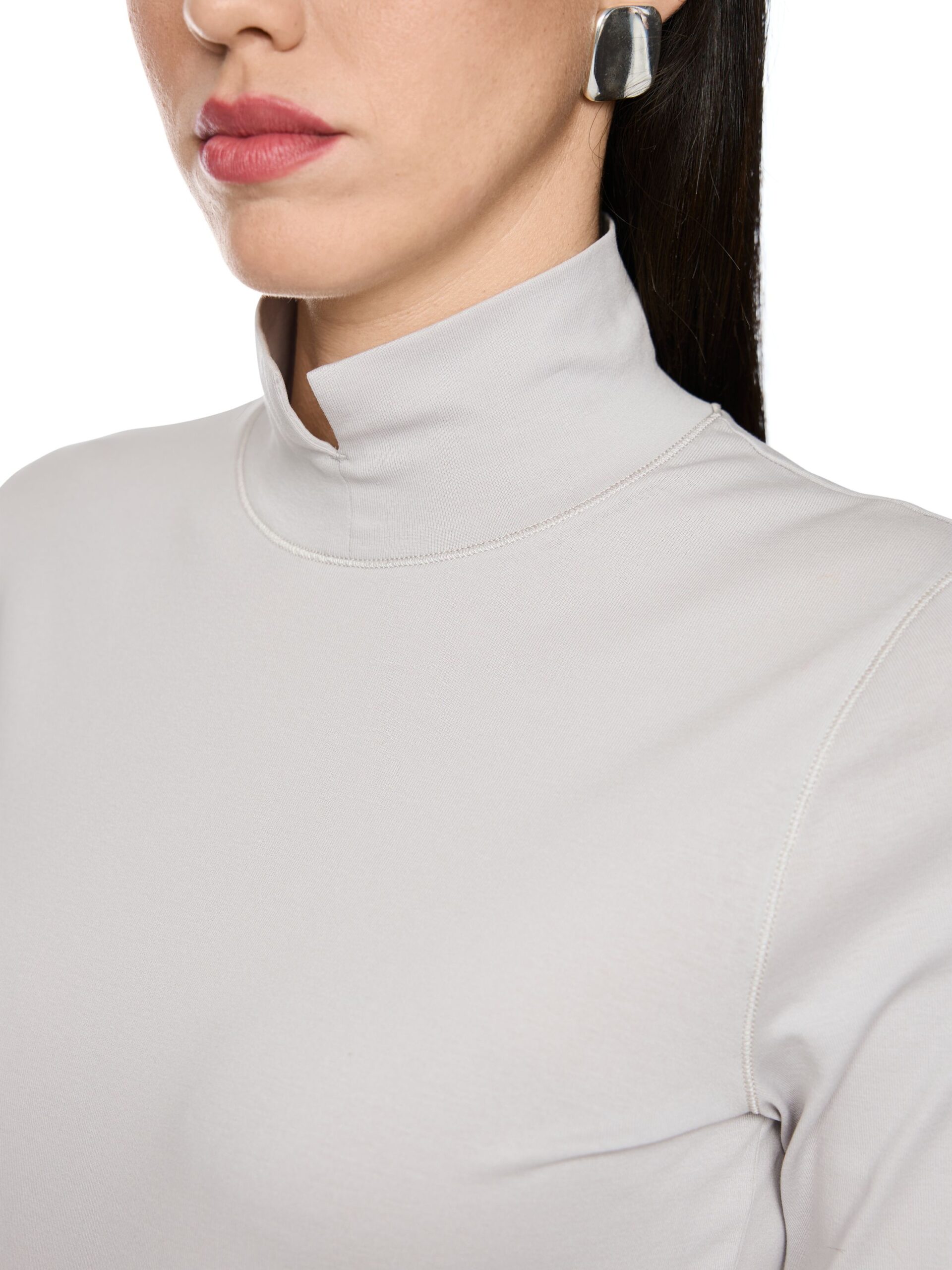 Marc Cain Collections Baumwoll-Longsleeve mit Stehkragen – Bild 4