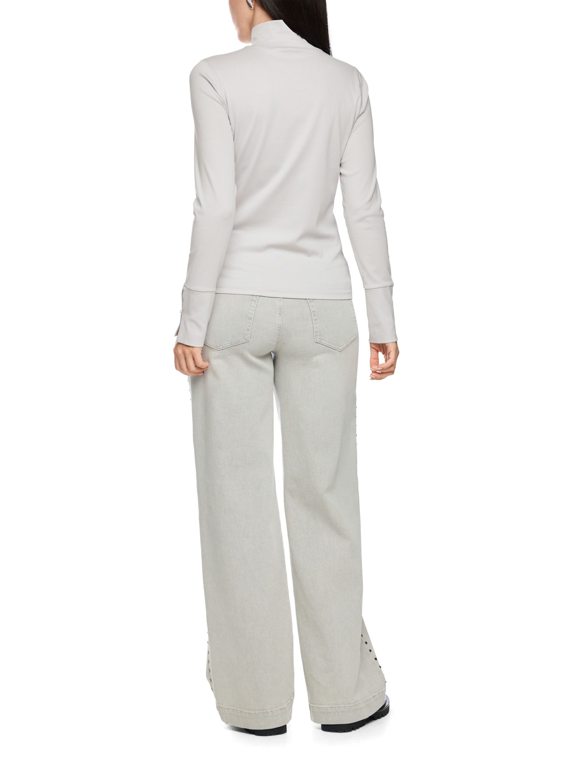 Marc Cain Collections Baumwoll-Longsleeve mit Stehkragen – Bild 6