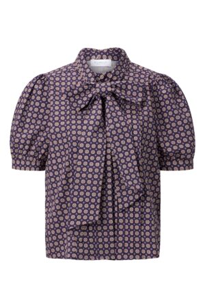 Rich & Royal Printed Cotton Blouse with Bow