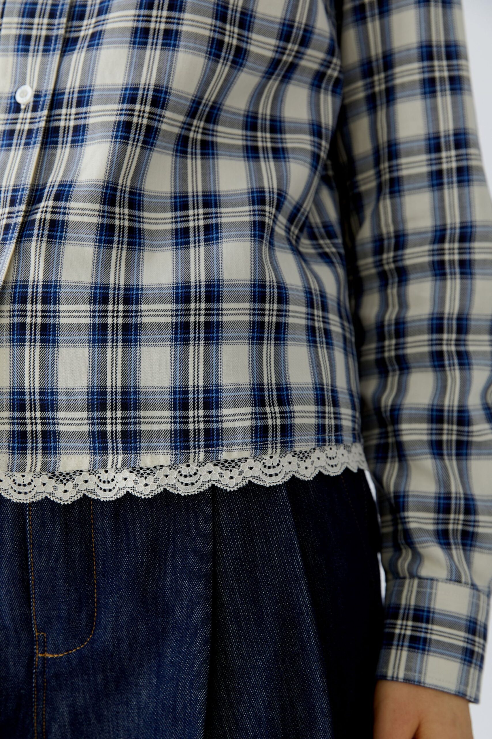 Oui Karierte Hemdbluse aus Baumwolle – Bild 5