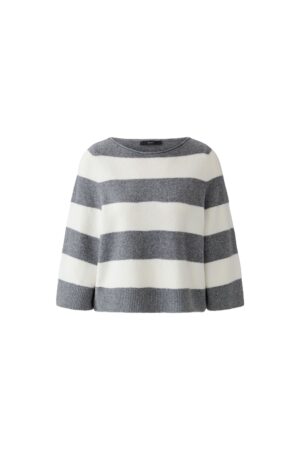 Oui Strickpullover mit U-Boot-Ausschnitt und Blockstreifen