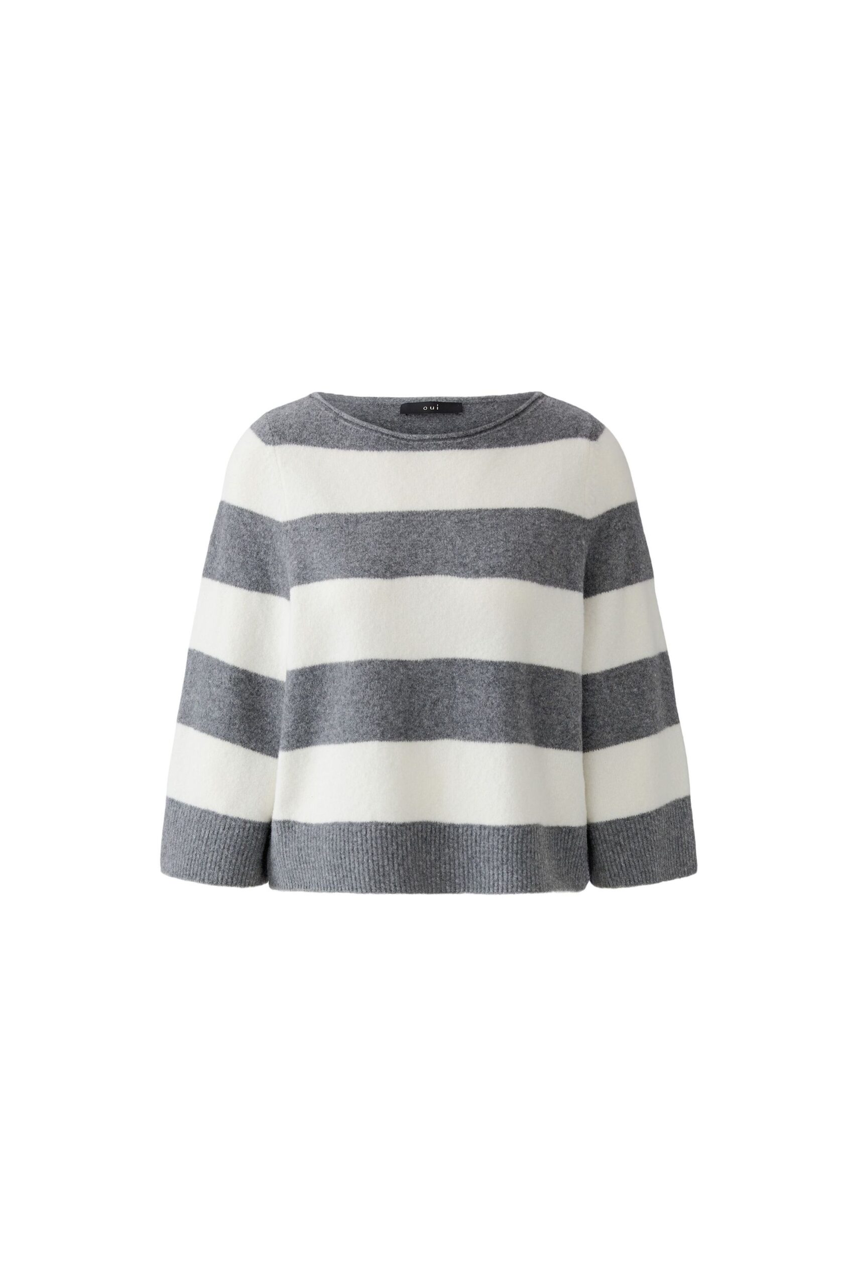Oui Strickpullover mit U-Boot-Ausschnitt und Blockstreifen
