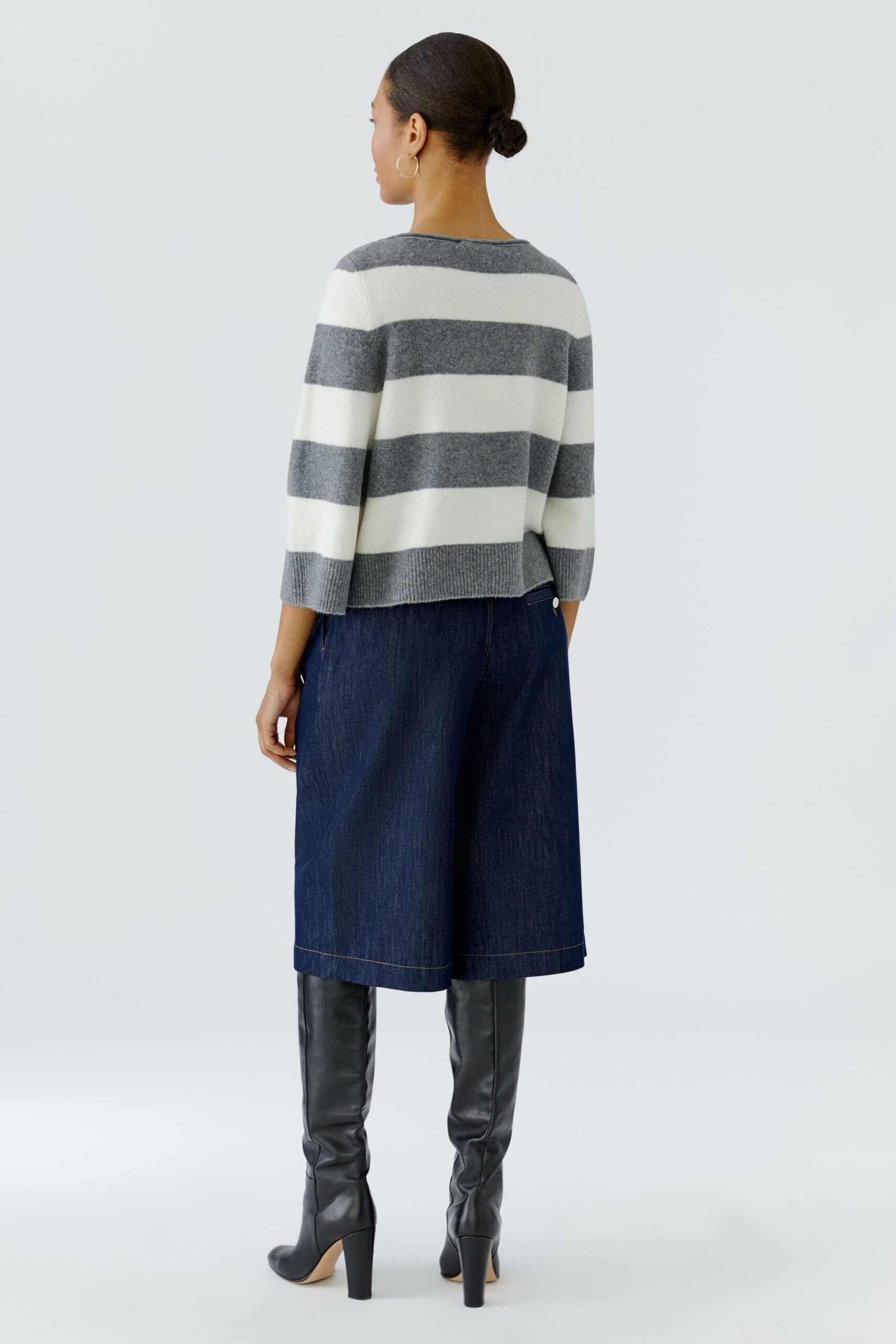 Oui Strickpullover mit U-Boot-Ausschnitt und Blockstreifen – Bild 5