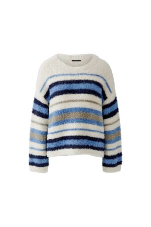 Oui Strickpullover mit Streifen und Rundhals