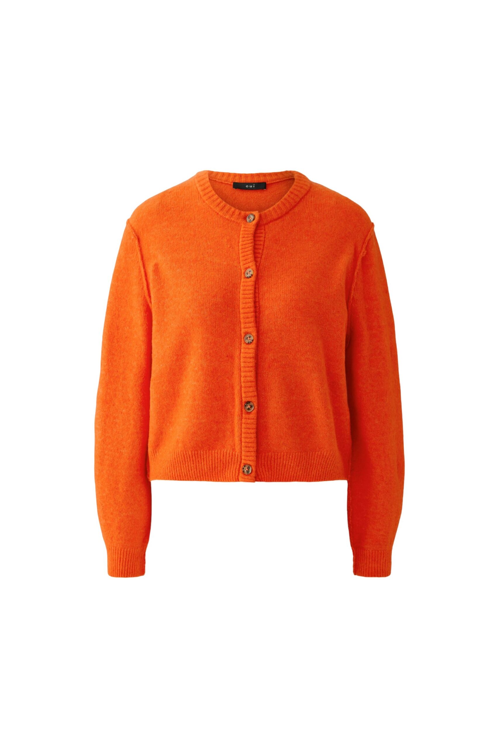 Oui ILAYA Strickjacke mit Wolle und Hornoptik-Knöpfen