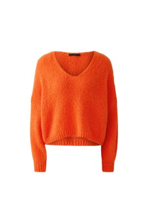 Oui Oversized Strickpullover mit V-Ausschnitt
