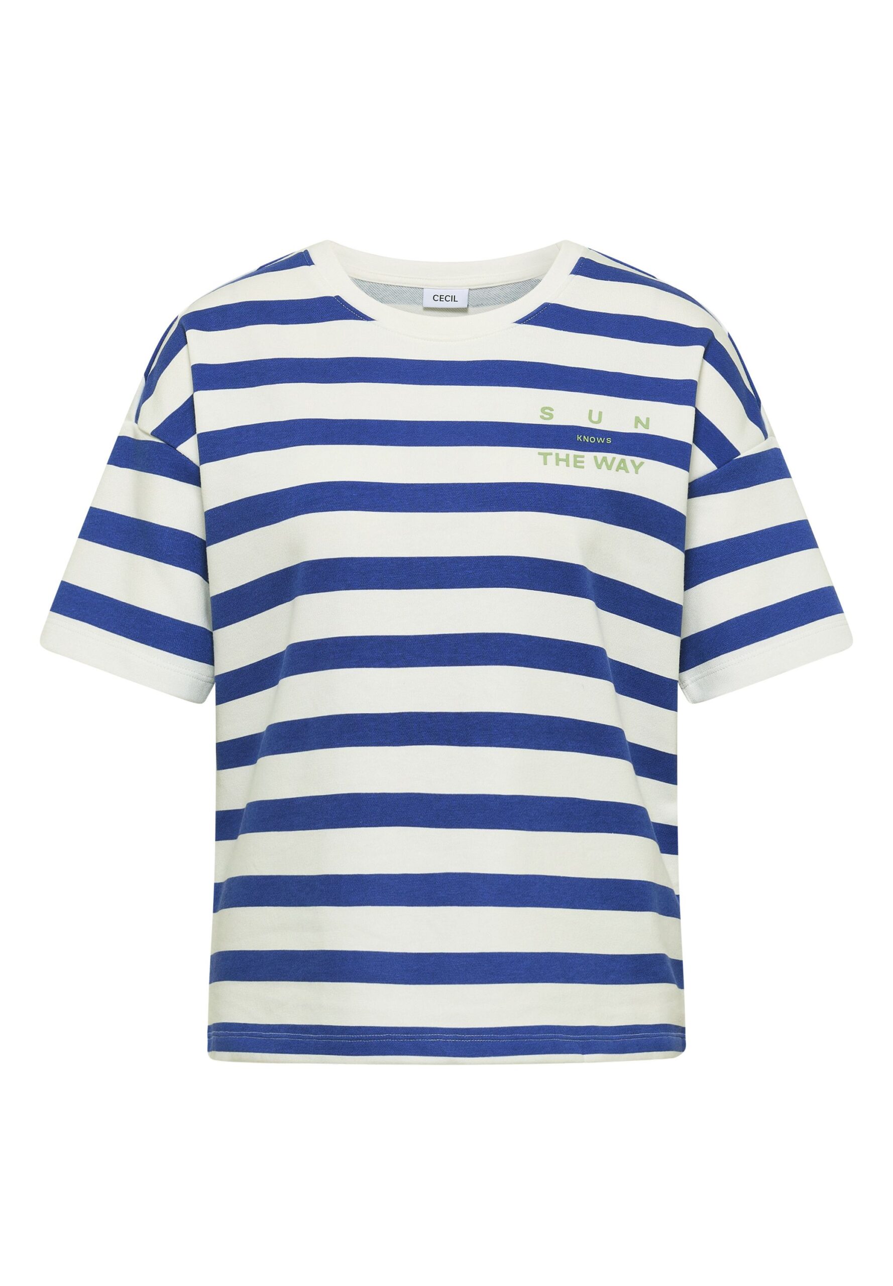 CECIL Halbarm Shirt mit Streifen und Wording-Detail