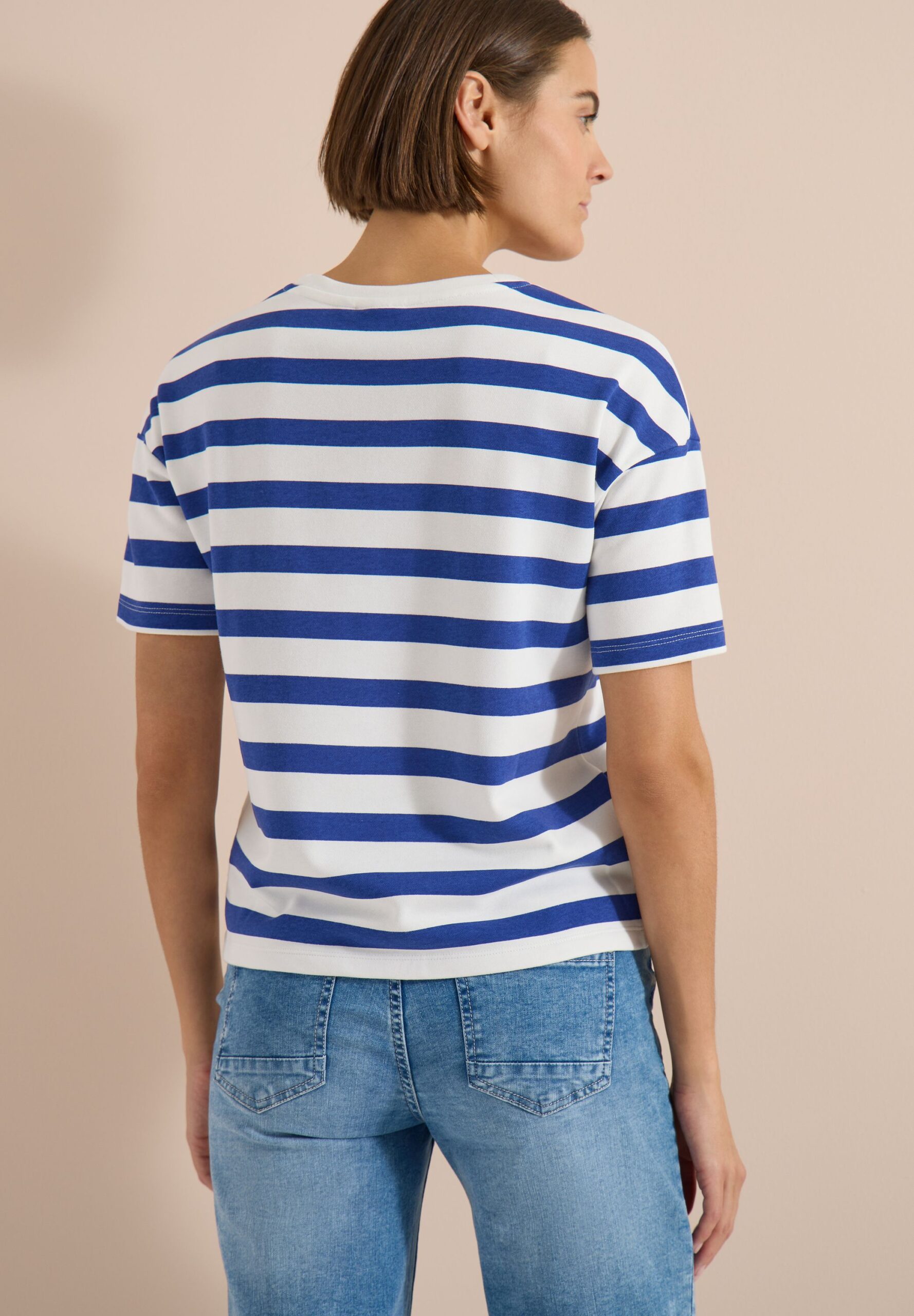 CECIL Halbarm Shirt mit Streifen und Wording-Detail – Bild 7
