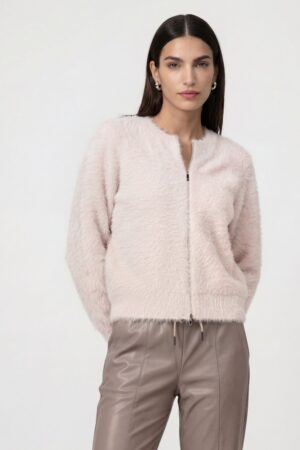 monari Strickjacke mit Rundhalsausschnitt und 2-Wege-Reißverschluss