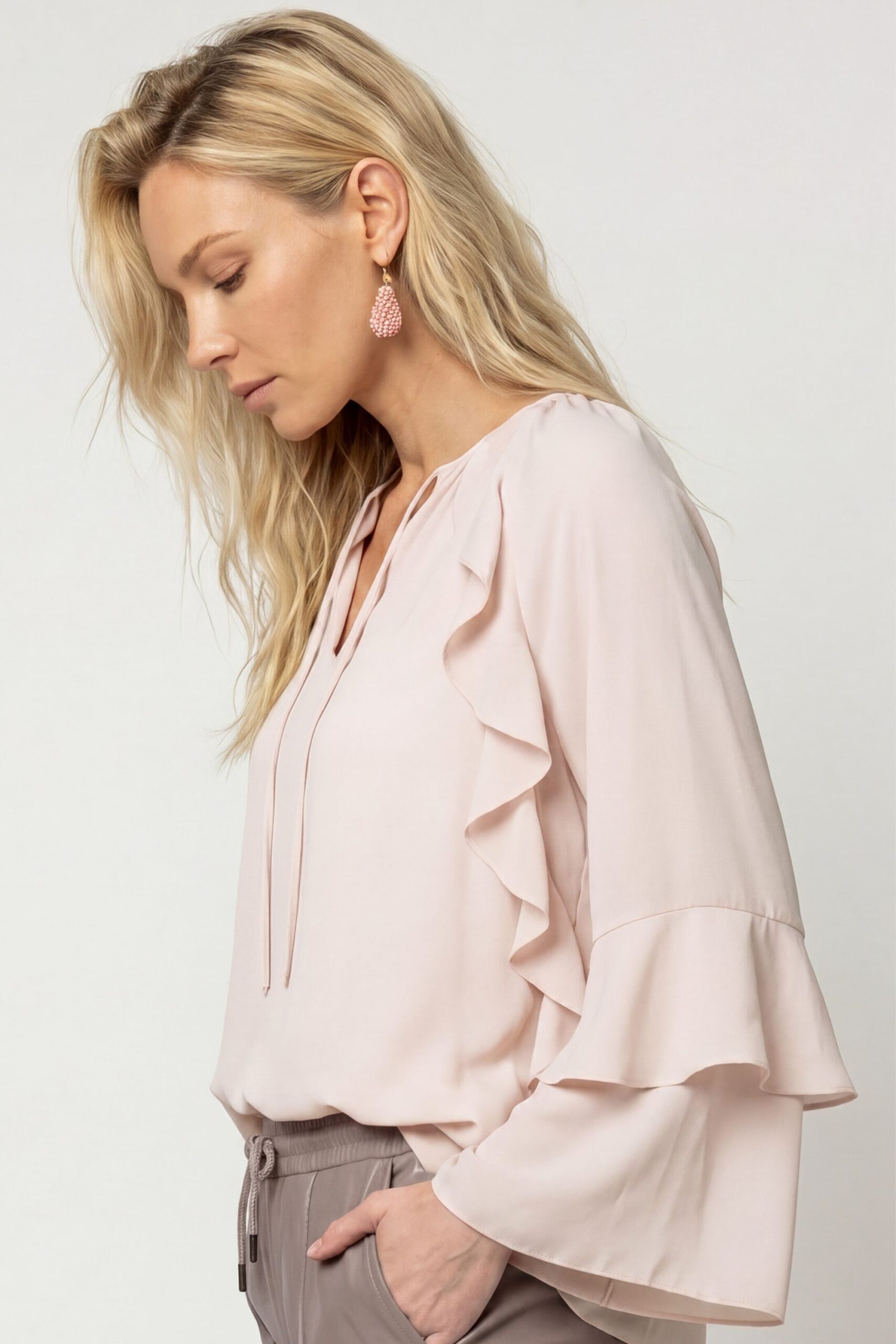 monari Chiffonbluse mit Rüschendetails und Bindeband – Bild 6