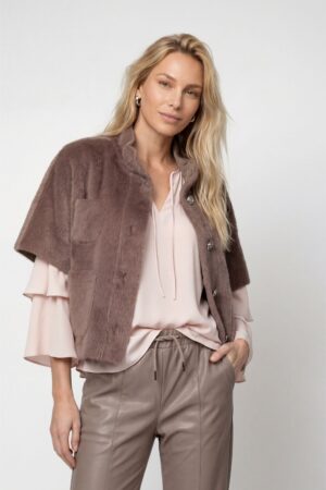 monari Elegantes Kunstfell-Cape mit Stehkragen