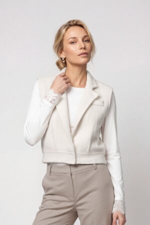 monari Elegante Strickweste mit Reverskragen