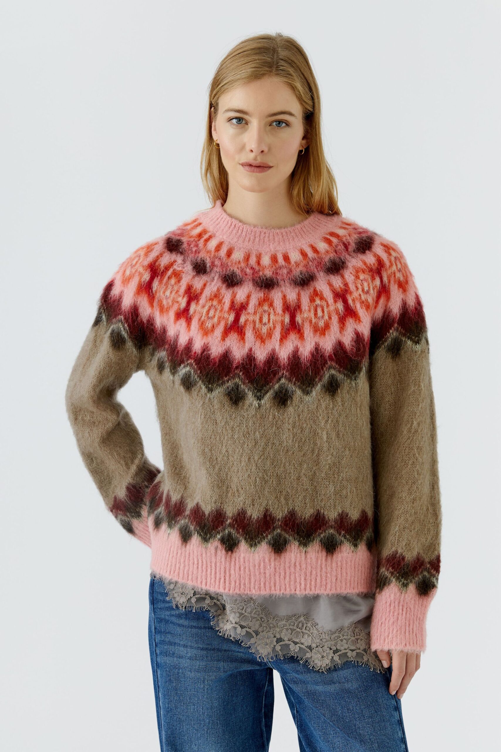 Oui Lässig geschnittener Strickpullover in regulärer Länge – Bild 2
