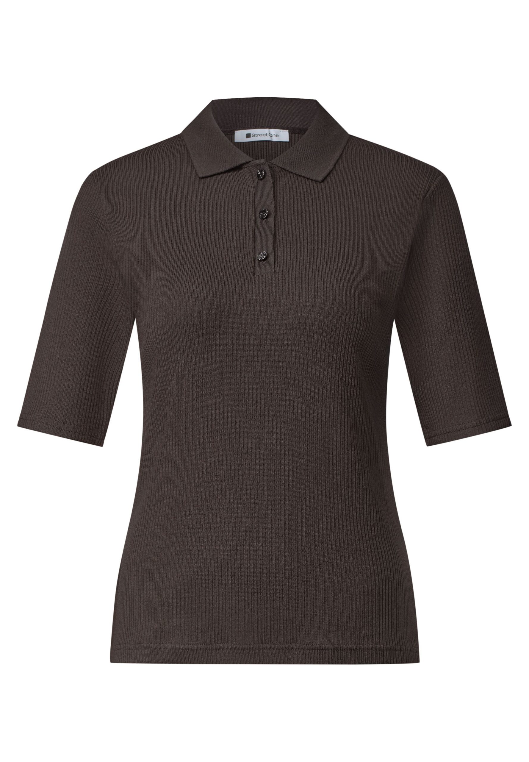 Street One Poloshirt im Strick-Look mit Rippstruktur