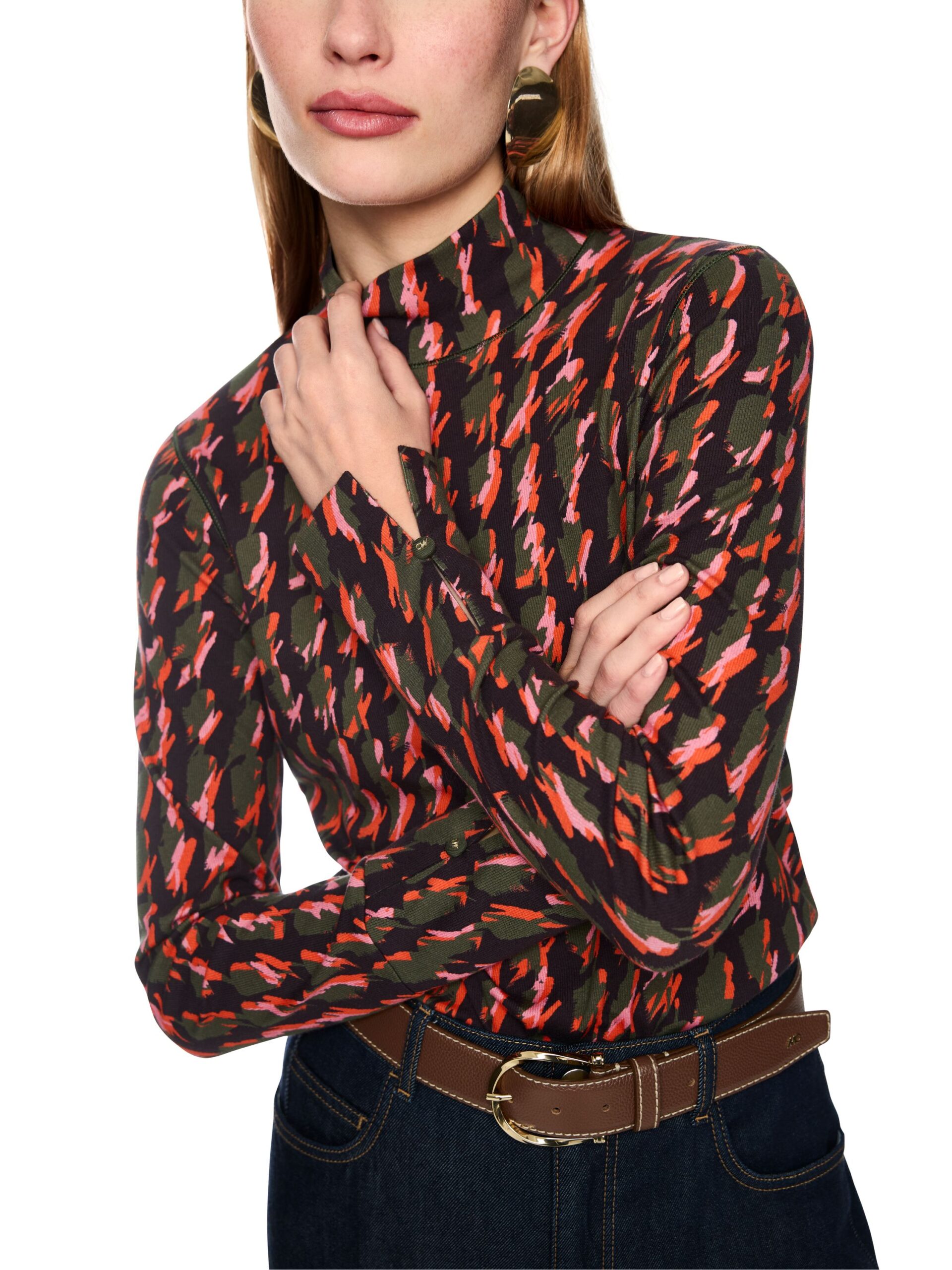 Marc Cain Collections Shirt mit abstraktem Hahnentrittmuster – Bild 3