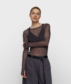 10 DAYS Mesh Langarmshirt mit Monogramm