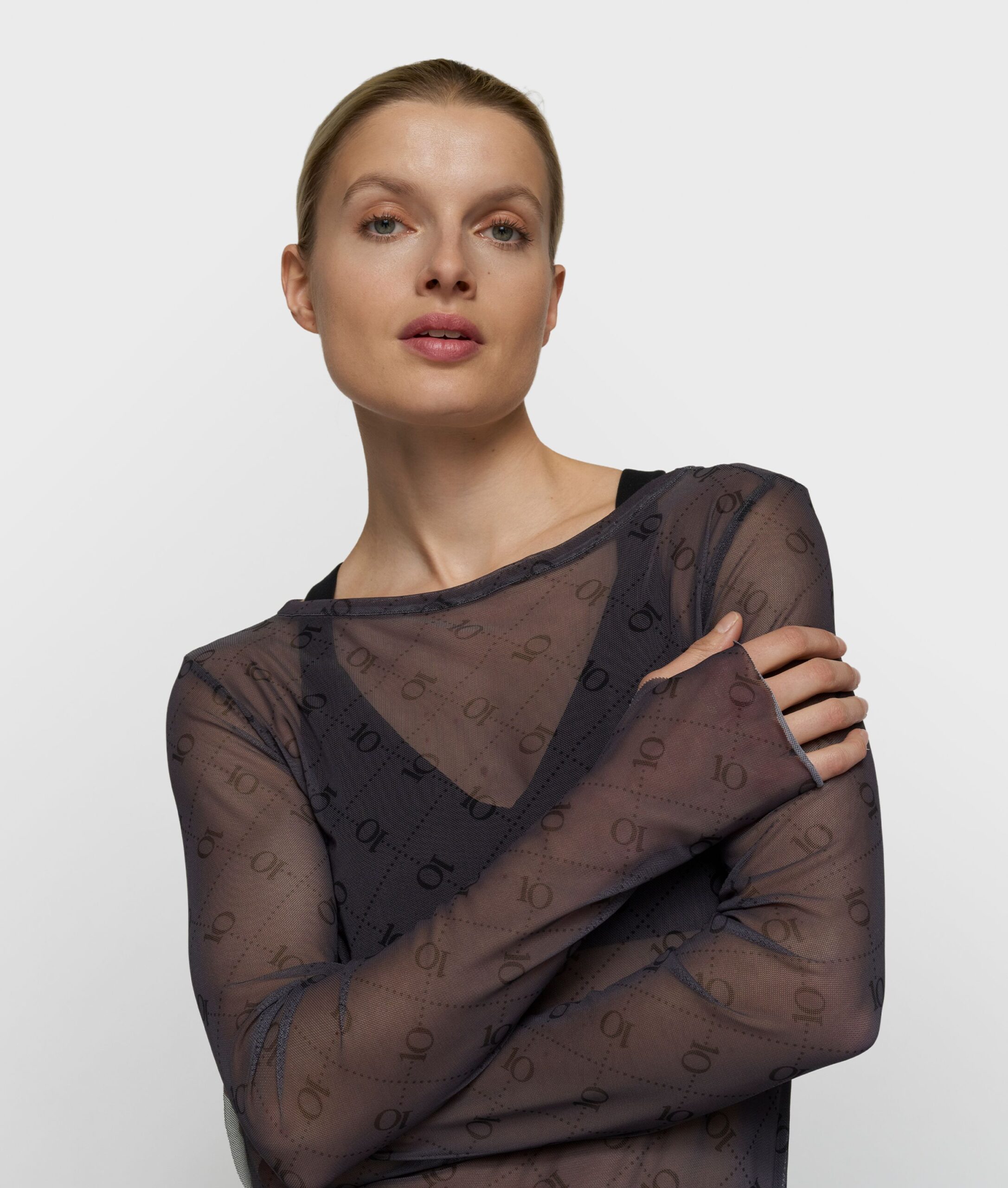 10 DAYS Mesh Langarmshirt mit Monogramm – Bild 7