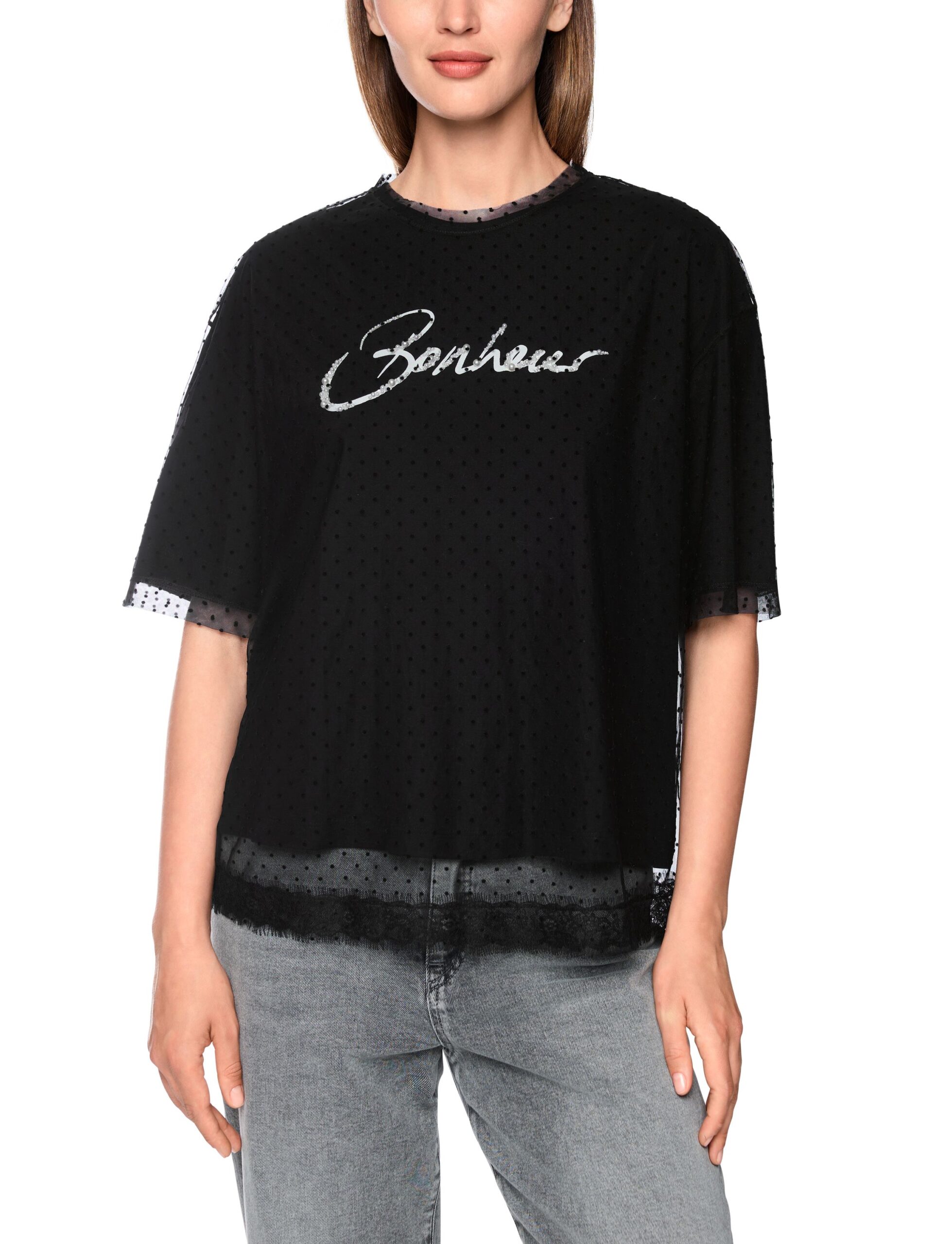 Marc Cain Sports 2-in-1 T-Shirt im Layer-Look mit Mesh – Bild 3