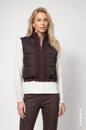 monari Gesteppte Weste mit Strickdetails und Stehkragen
