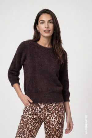 monari Strickpullover mit Plüsch
