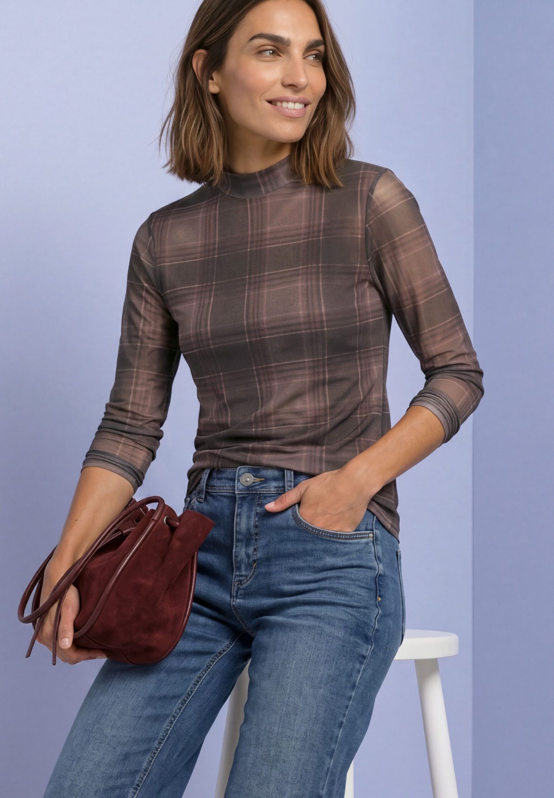 Street One Langarm Mesh-Shirt mit Print und Rundhals – Bild 4