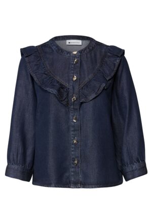 Street One Langarm Denim Bluse mit Rüschen