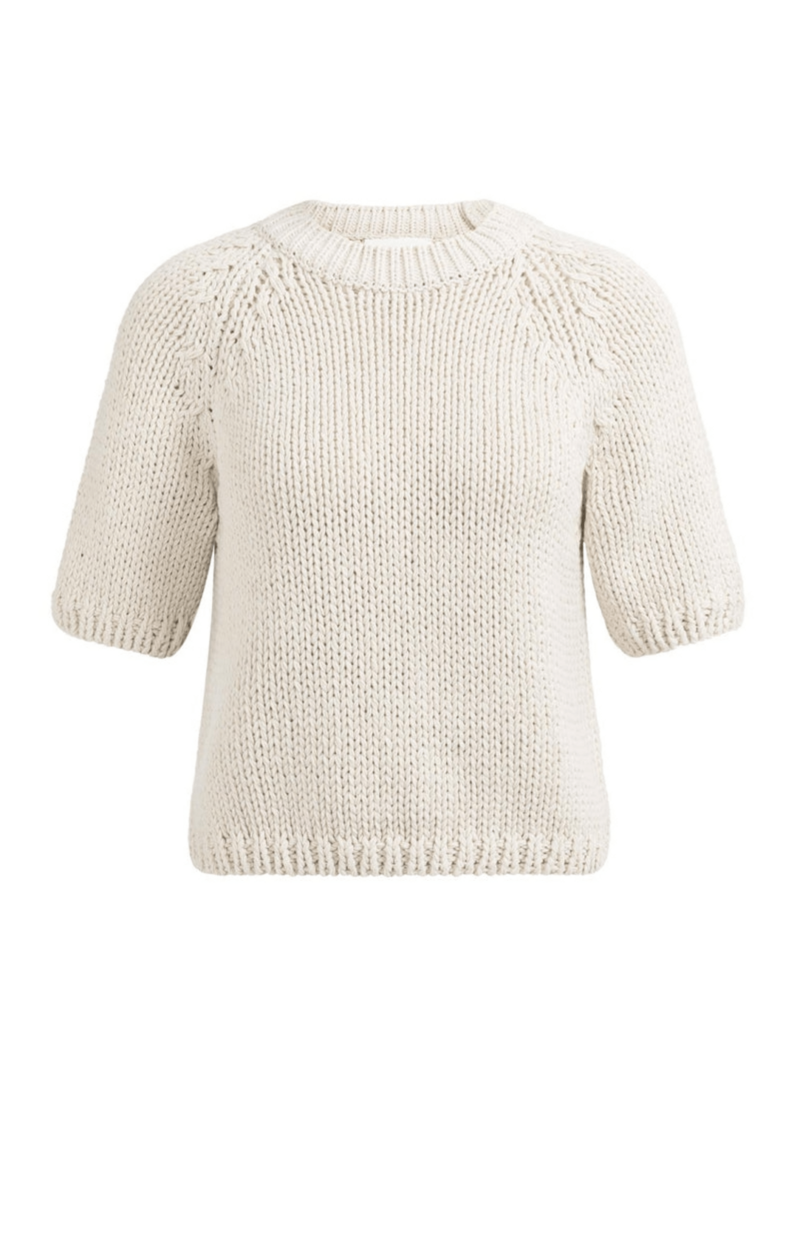 YAYA Chunky Knit Sweater with Short Sleeves