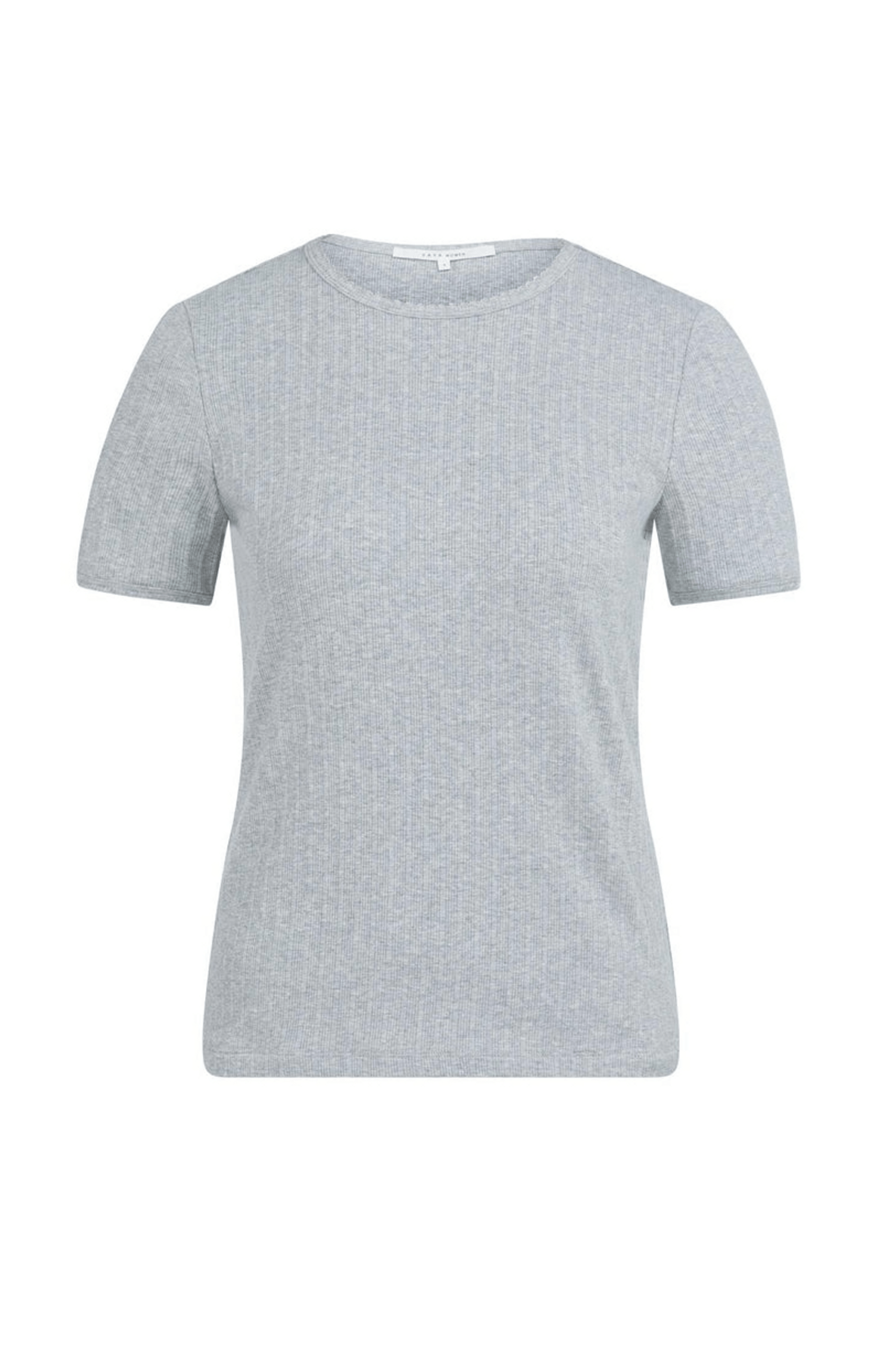 YAYA RIBBED T-SHIRT WITH SUBTLE NECKLINE DETAIL