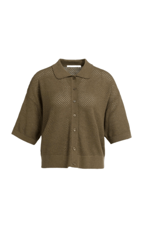 YAYA Kurzarm-Strickjacke mit Mesh-Einsatz