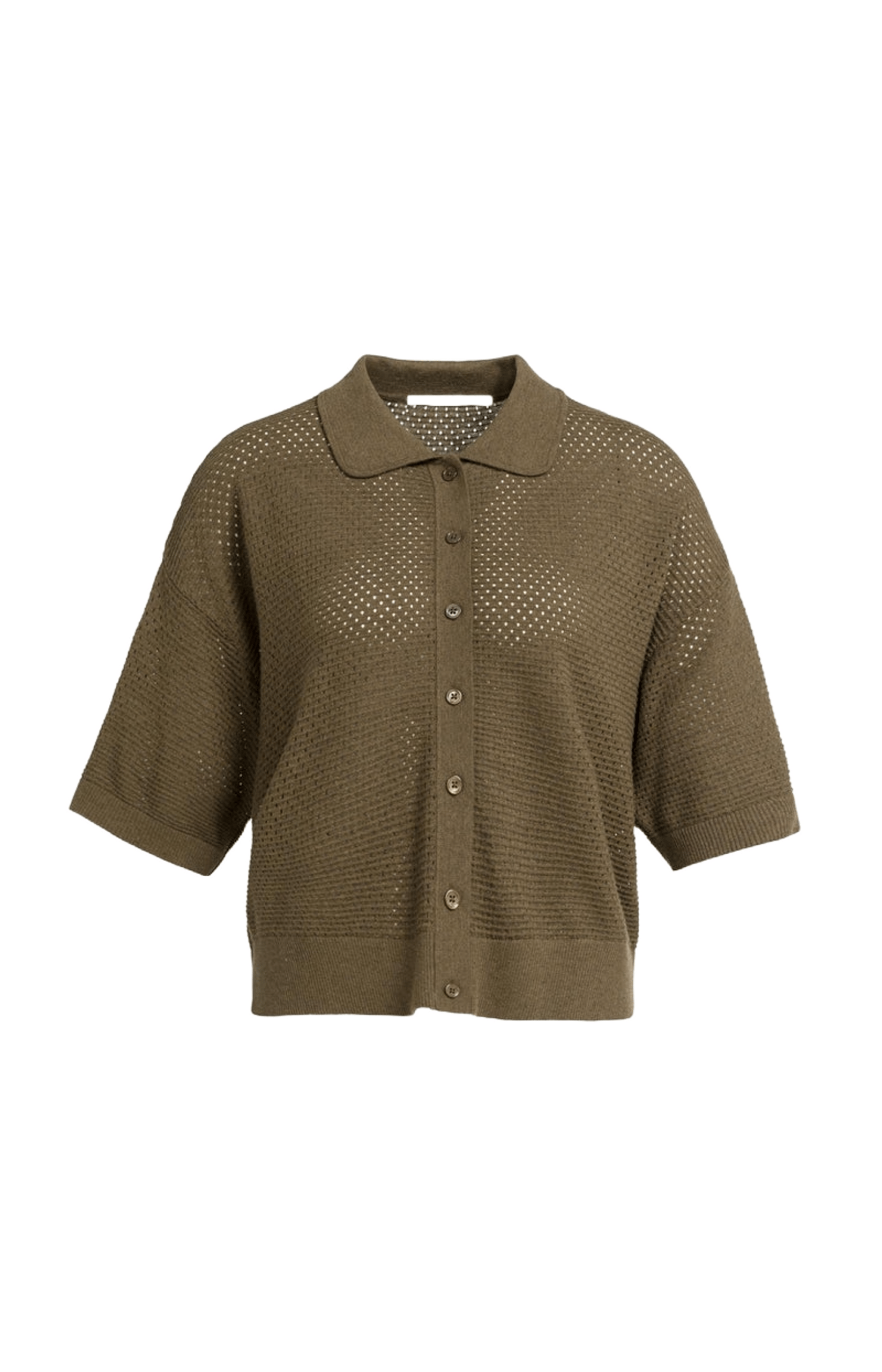 YAYA Kurzarm-Strickjacke mit Mesh-Einsatz