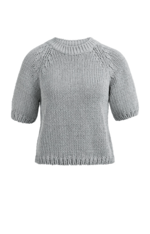 YAYA Chunky Knit Sweater with Short Sleeves