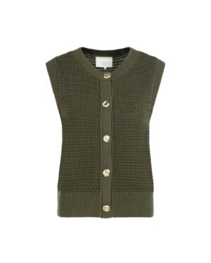 YAYA Sleeveless Textured Cardigan
